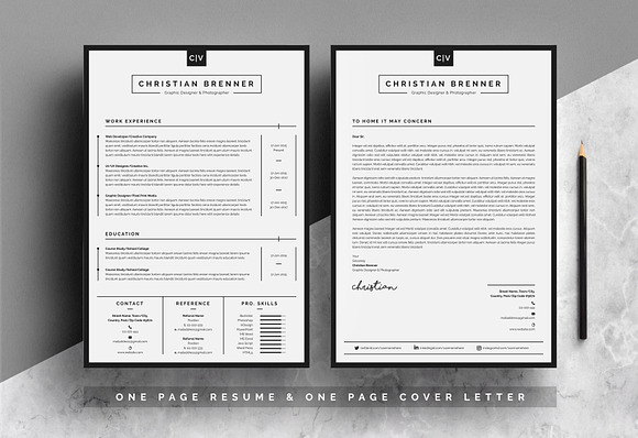 Clean CV With Cover Letter in Letter Templates - product preview 2