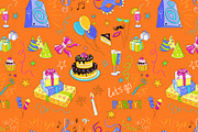 Colored  hand-drawn party icon patte