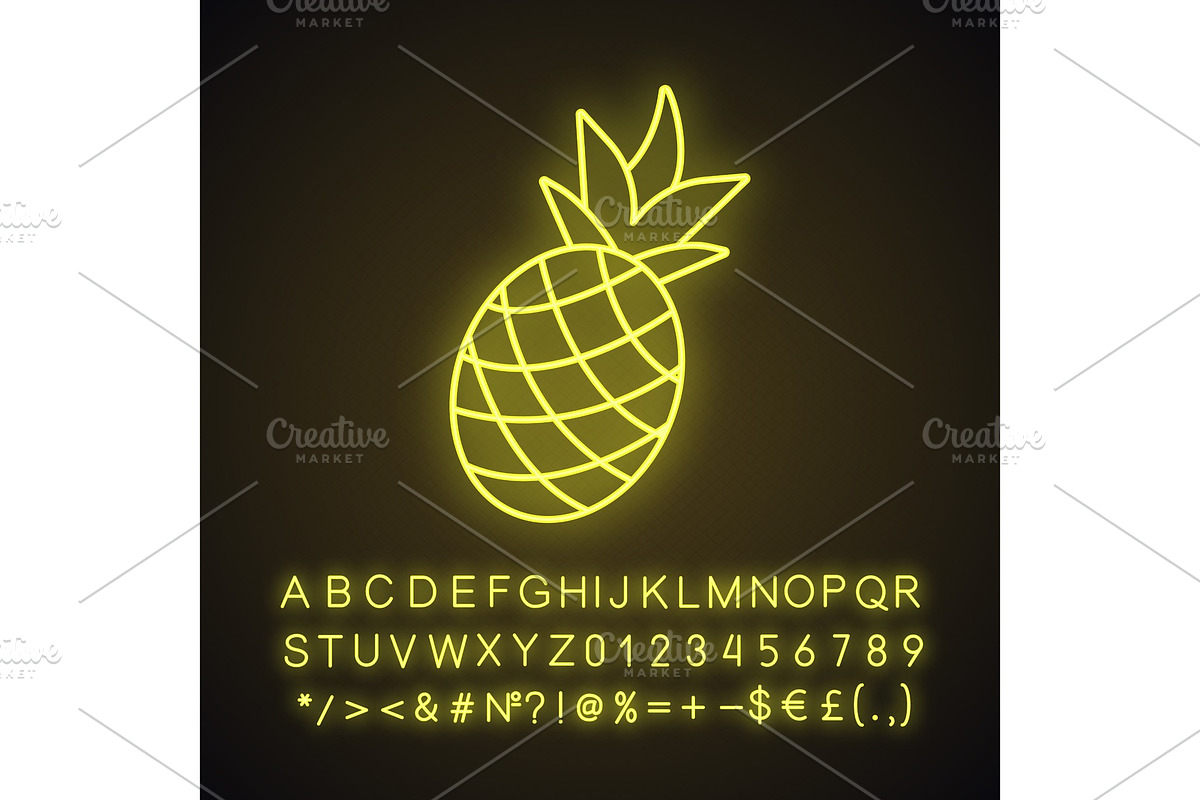 Pineapple neon light icon in Neon Icons - product preview 8