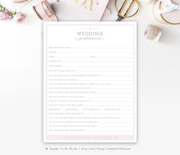 Wedding Photography Questionnaire in Templates - product preview 1