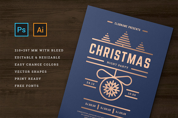 Christmas party invitation flyer in Flyer Templates - product preview 3