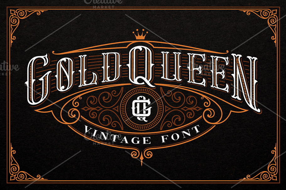 Gold Queen Vintage Font in Tattoo Fonts - product preview 8