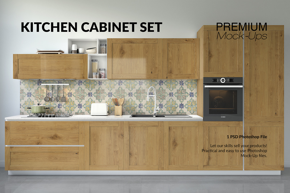 Kitchen Cabinet Set in Mockup Templates - product preview 8