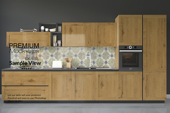Kitchen Cabinet Set in Mockup Templates - product preview 8