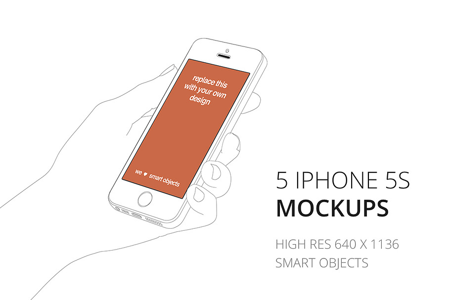 Outlined iPhone 5s mockups (5) in Mobile & Web Mockups - product preview 8