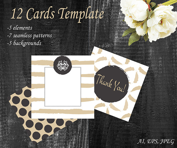 12 Card set template. Gold and white in Card Templates - product preview 2