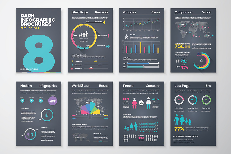 Infographic Brochure 8 Dark Version in Presentation Templates - product preview 8