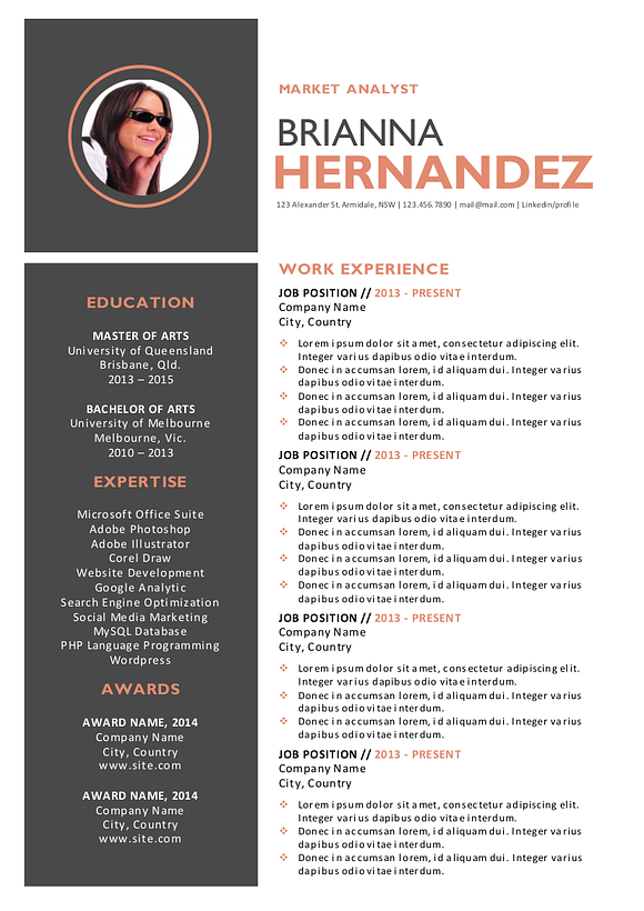 3 in 1 creative photo Word resume in Resume Templates - product preview 3