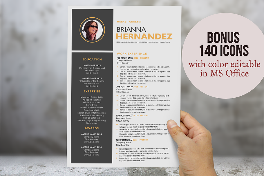 3 in 1 creative photo Word resume in Resume Templates - product preview 8