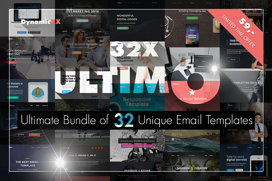 ULTIMO -BUNDLE of 32 EMAIL TEMPLATES in Mailchimp Templates - product preview 8