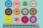 Clipart Buttons and Trim Pattern