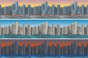 Set of city skylines pattern