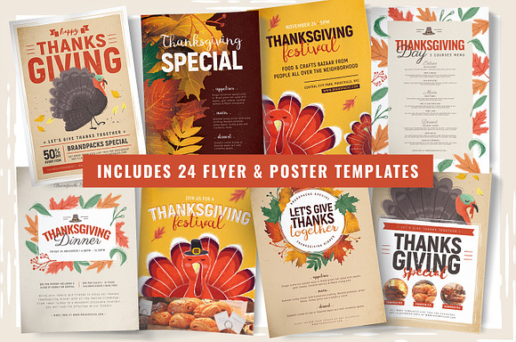 Thanksgiving Flyer / Poster Bundle in Flyer Templates - product preview 1