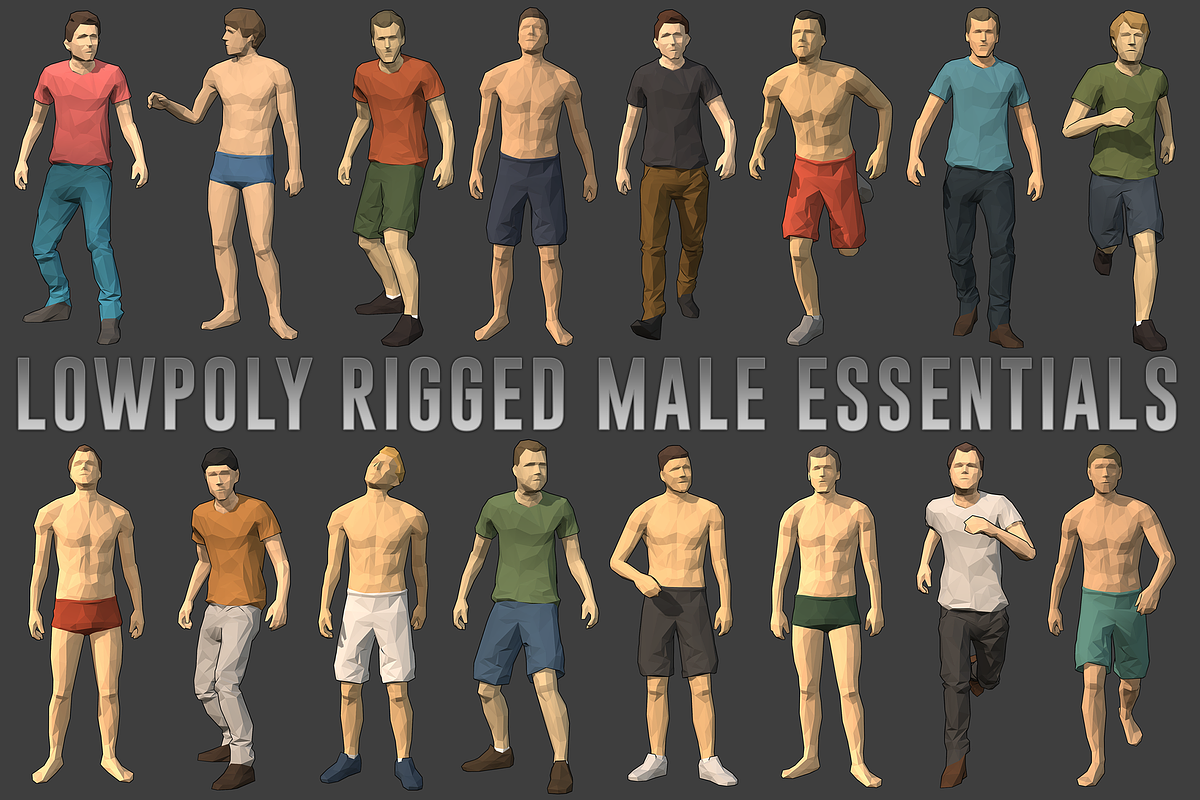 Lowpoly Rigged Male Essentials in People - product preview 8