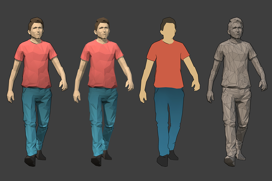 Lowpoly Rigged Male Essentials in People - product preview 5