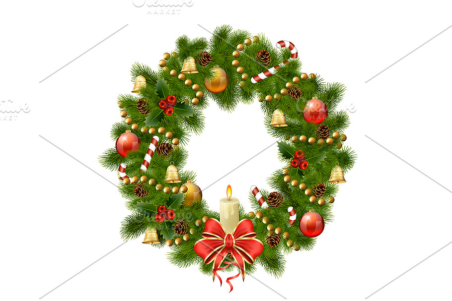 Christmas wreath in Objects - product preview 8