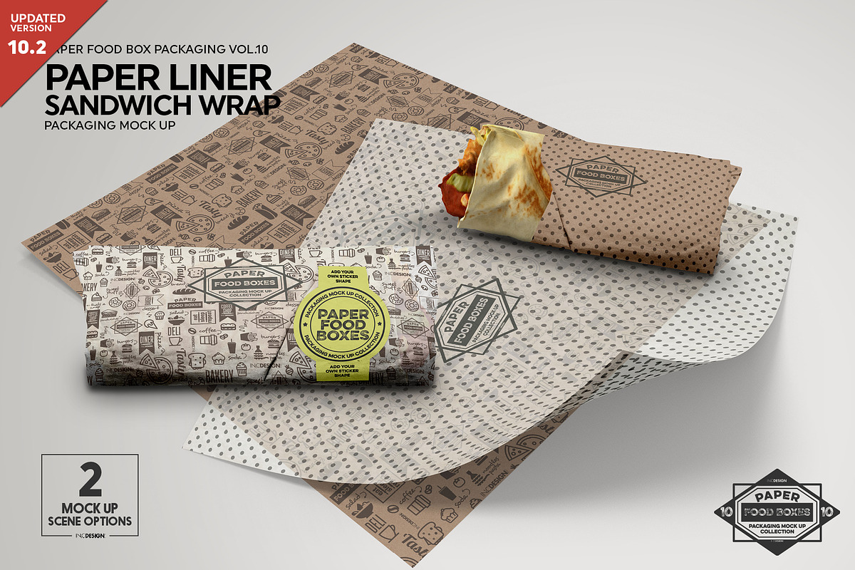 Wrap or Burrito Paper Liner Mockup in Branding Mockups - product preview 8