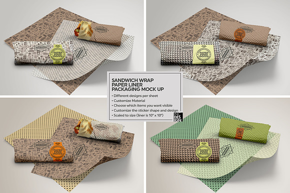 Wrap or Burrito Paper Liner Mockup in Branding Mockups - product preview 2
