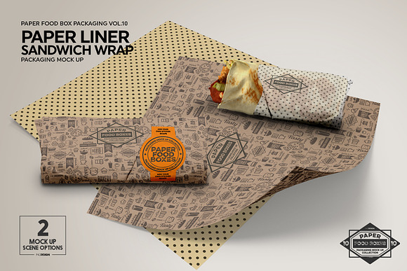Wrap or Burrito Paper Liner Mockup in Branding Mockups - product preview 6