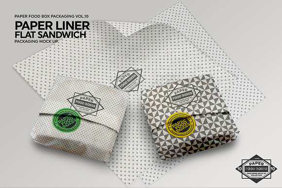 Flat Sandwich Paper Liner Mockup in Branding Mockups - product preview 1