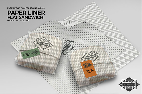 Flat Sandwich Paper Liner Mockup in Branding Mockups - product preview 3