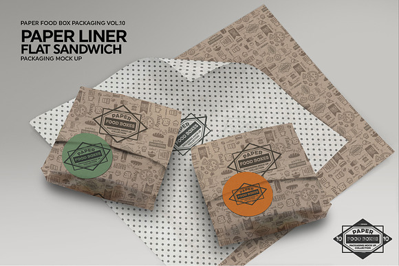 Flat Sandwich Paper Liner Mockup in Branding Mockups - product preview 4