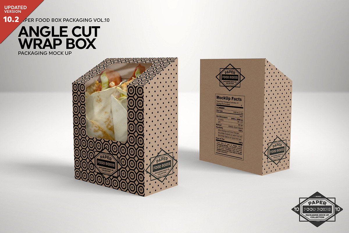 Angle Cut Sandwich Wrap Box Mockup in Branding Mockups - product preview 8