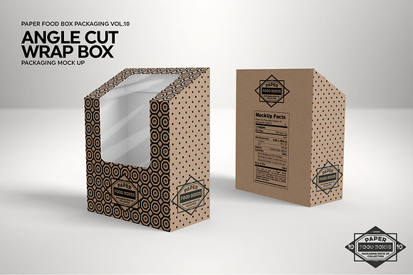 Angle Cut Sandwich Wrap Box Mockup in Branding Mockups - product preview 3