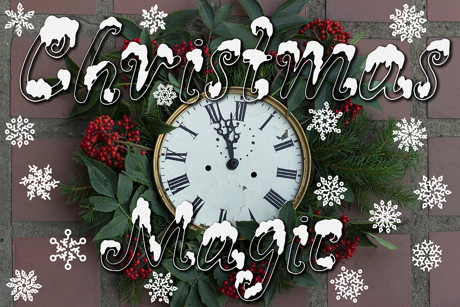 Snowy X-mas font and Snowflakes set in Script Fonts - product preview 8