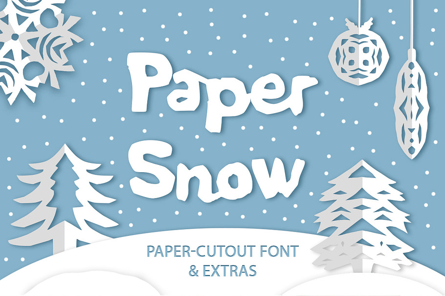 Paper snow. Cutout font & extras.