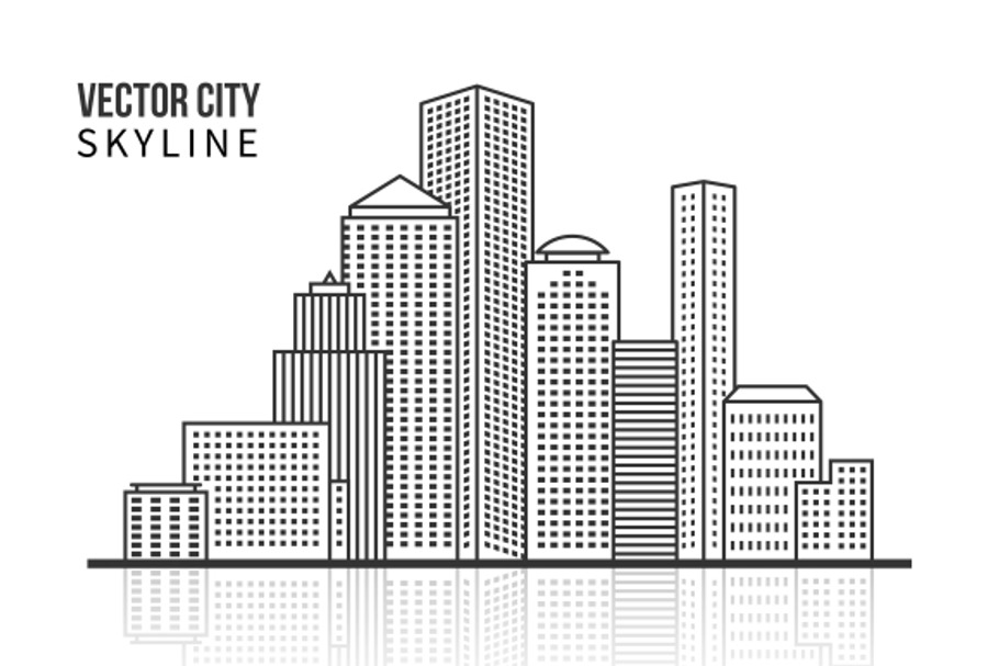 City skyline silhouette in Graphics - product preview 8
