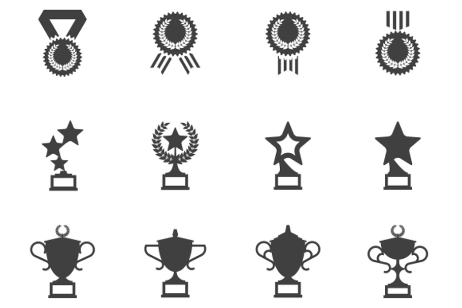 Awards, medals and cups icons in Graphics - product preview 8