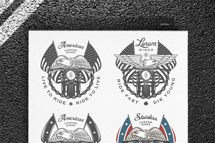 Vintage motorcycle emblems in Illustrations - product preview 8