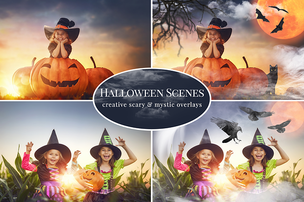Halloween Scenes photo overlays