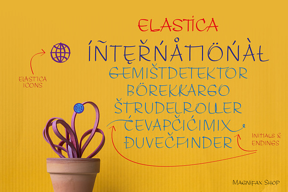 ELASTICA font + ELASTICA Icons font in Icon Fonts - product preview 3