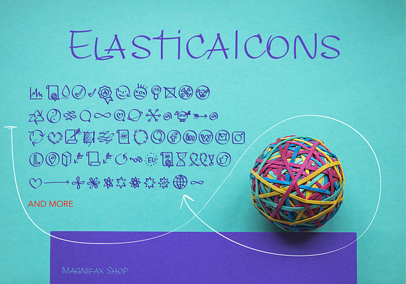 ELASTICA font + ELASTICA Icons font in Icon Fonts - product preview 4