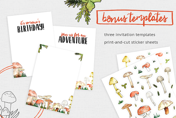 Woodland Mushroom Watercolors in Illustrations - product preview 4