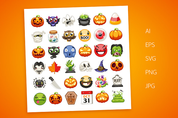 Halloween Emojis Set in Halloween Emoticons - product preview 1