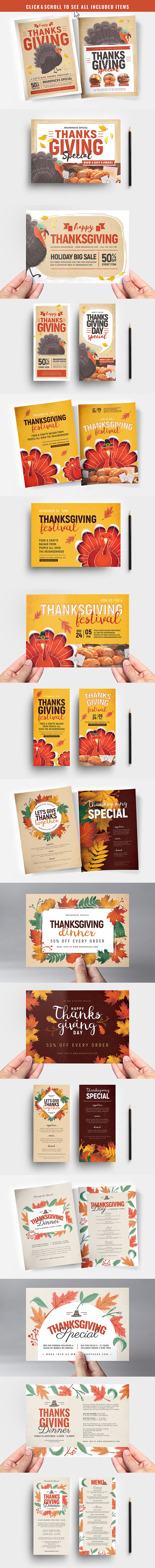 Thanksgiving Flyer / Poster Bundle in Flyer Templates - product preview 2