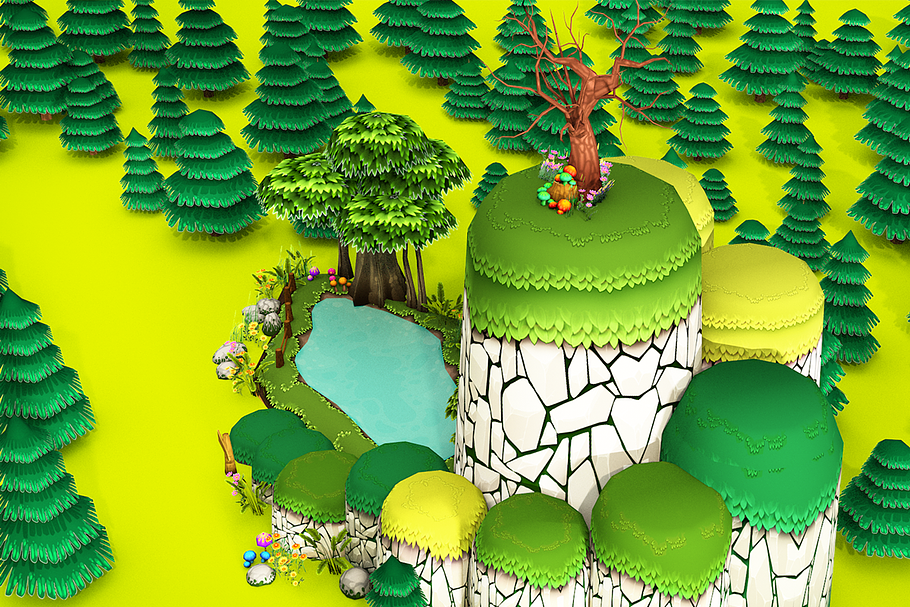 3D Cartoon Forest in Nature - product preview 3