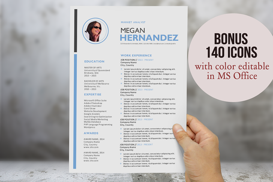 Modern 3 in 1 photo Word resume in Resume Templates - product preview 8