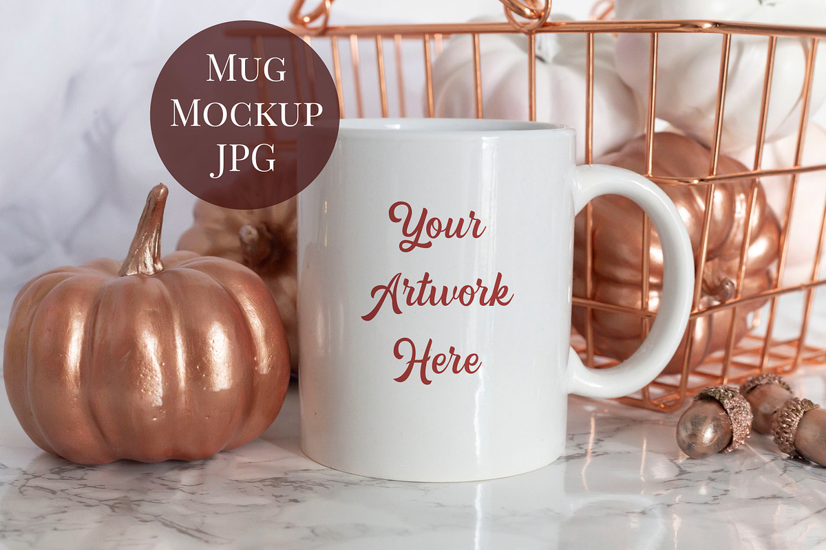 Mug Mockup - Rose Gold Mini Pumpkins in Product Mockups - product preview 8