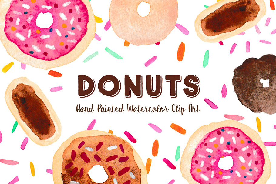 Donut Watercolor Clip Art Graphics