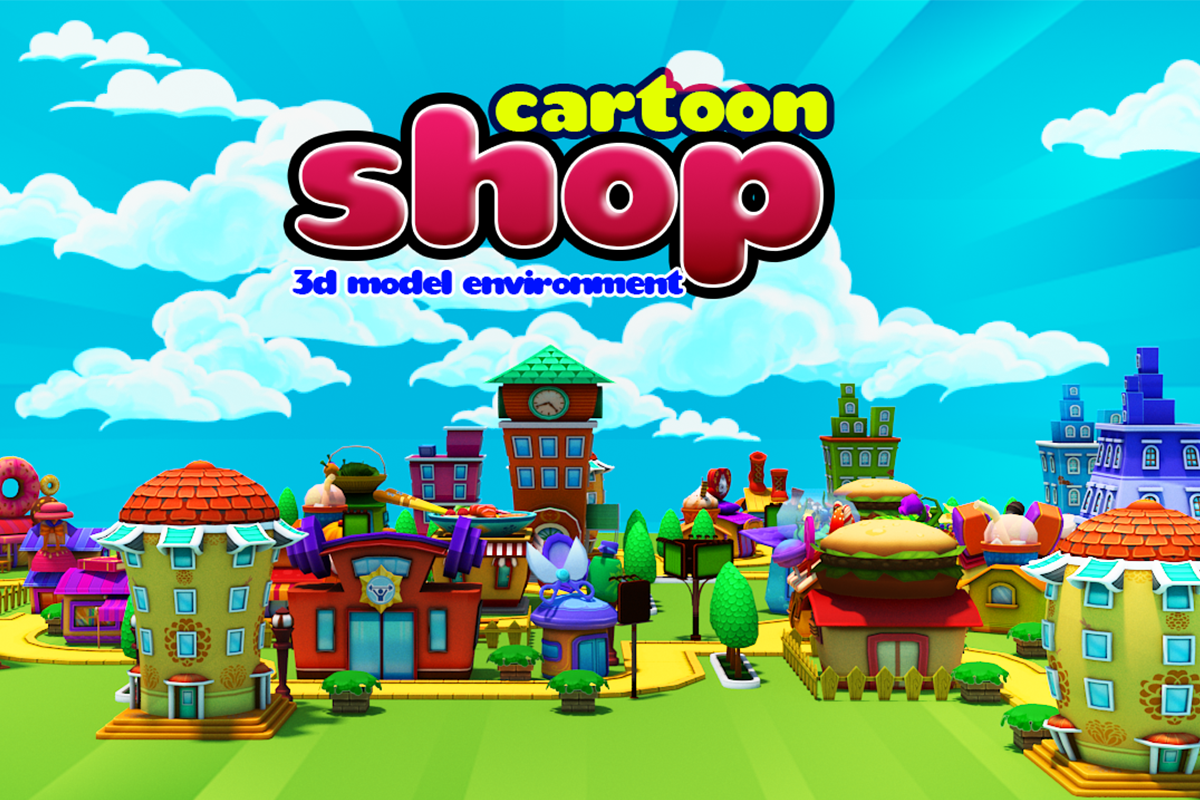 3D Cartoon Shop City in Urban - product preview 8