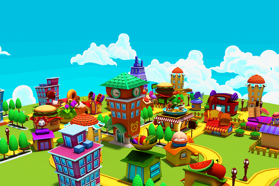 3D Cartoon Shop City in Urban - product preview 3