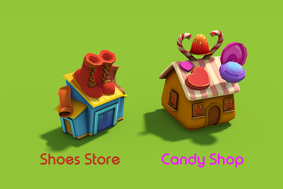 3D Cartoon Shop City in Urban - product preview 4
