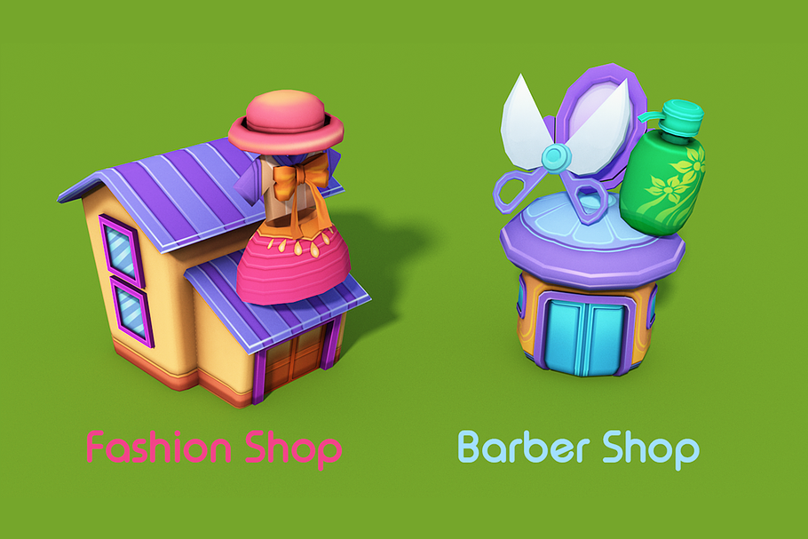 3D Cartoon Shop City in Urban - product preview 7