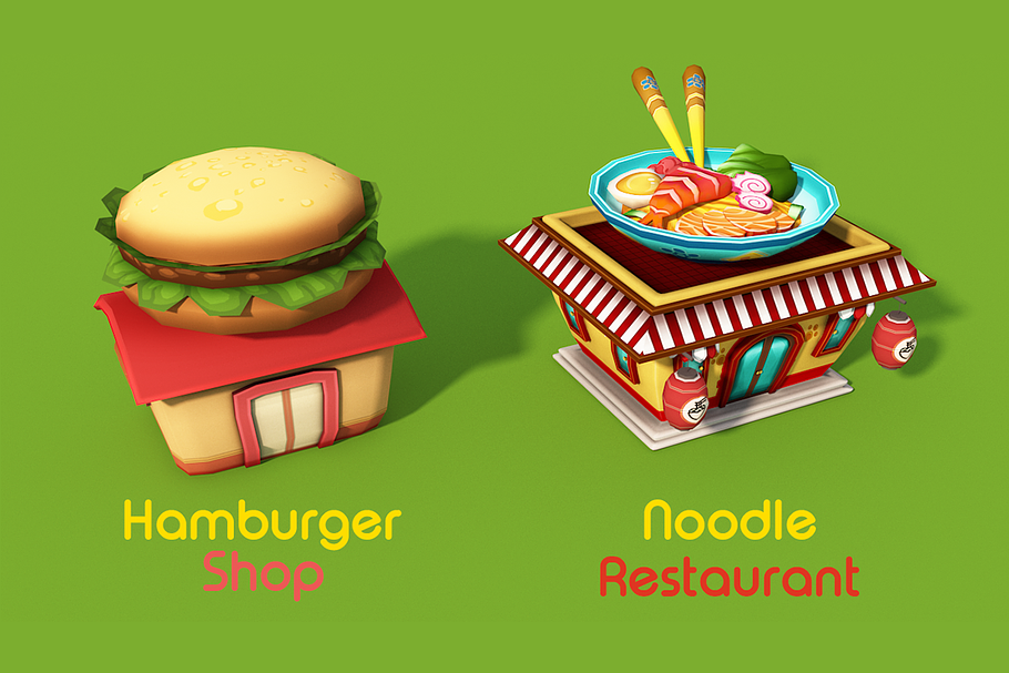 3D Cartoon Shop City in Urban - product preview 11