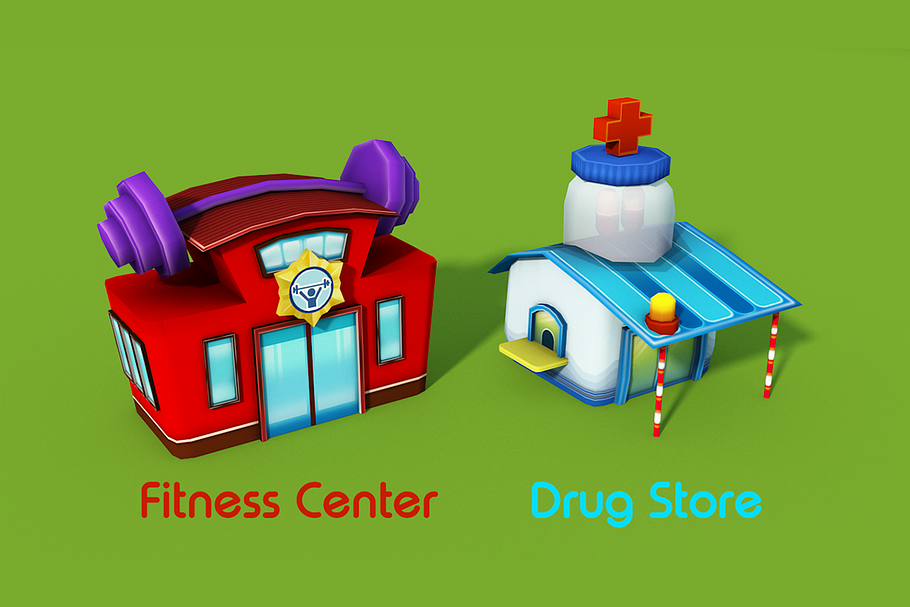 3D Cartoon Shop City in Urban - product preview 12