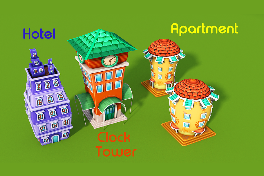 3D Cartoon Shop City in Urban - product preview 15